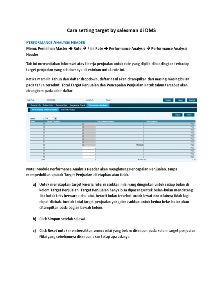 Cara Setting Target by Salesman Di DMS | PDF