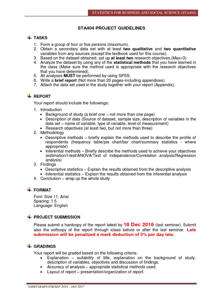 STA404 Group Project Guidelines | PDF | Teaching Methods & Materials | Art