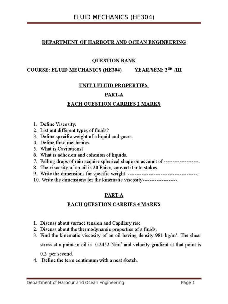 Fluid Question PDF Boundary Layer Fluid Dynamics