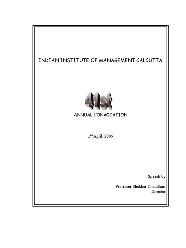 Iim Calcutta Convocation Speech 2006 Pdf Postgraduate Education