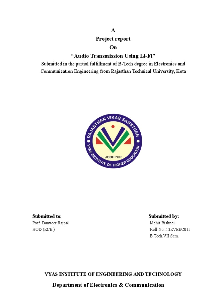 Li-Fi Audio Transmission Project Report | PDF | Operational Amplifier ...