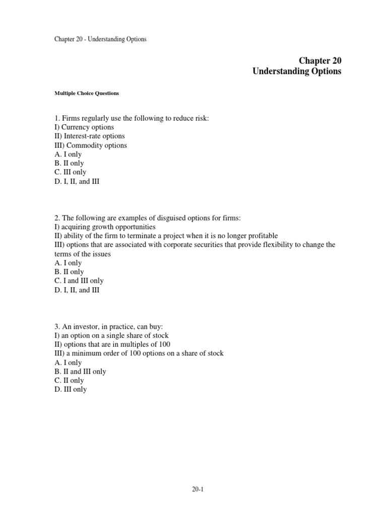 Chapter 20 - Understanding Options | PDF | Finance & Money Management