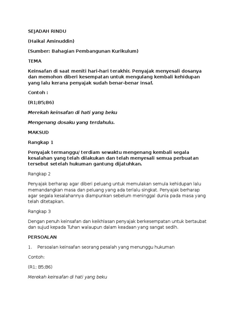 t5 Sajak Sejadah Rindu | PDF
