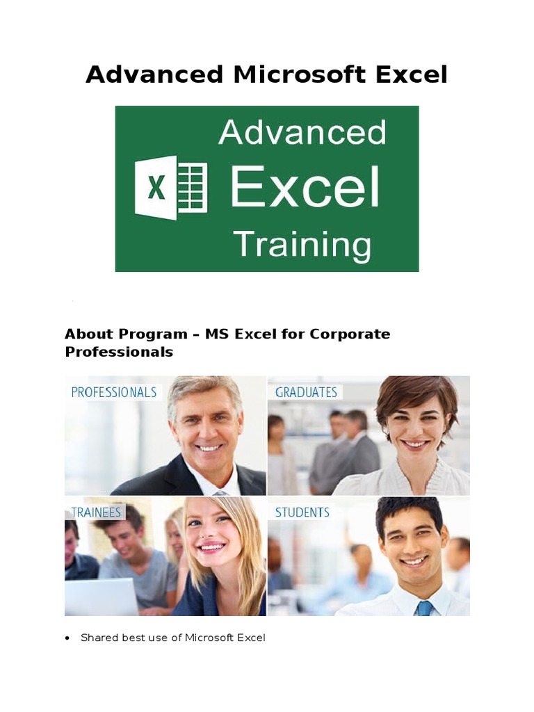 Advanced Microsoft Excel Training Program | PDF | Microsoft Excel ...