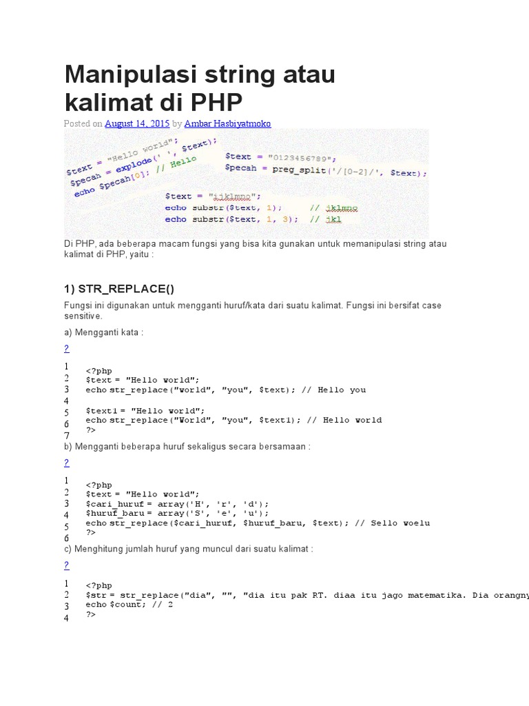 Manipulasi String Atau Kalimat Di PHP | PDF | Komputer