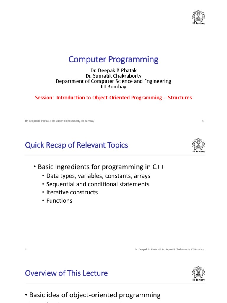 CS101x S434 Introduction To Object Oriented Programming Structures IIT ...