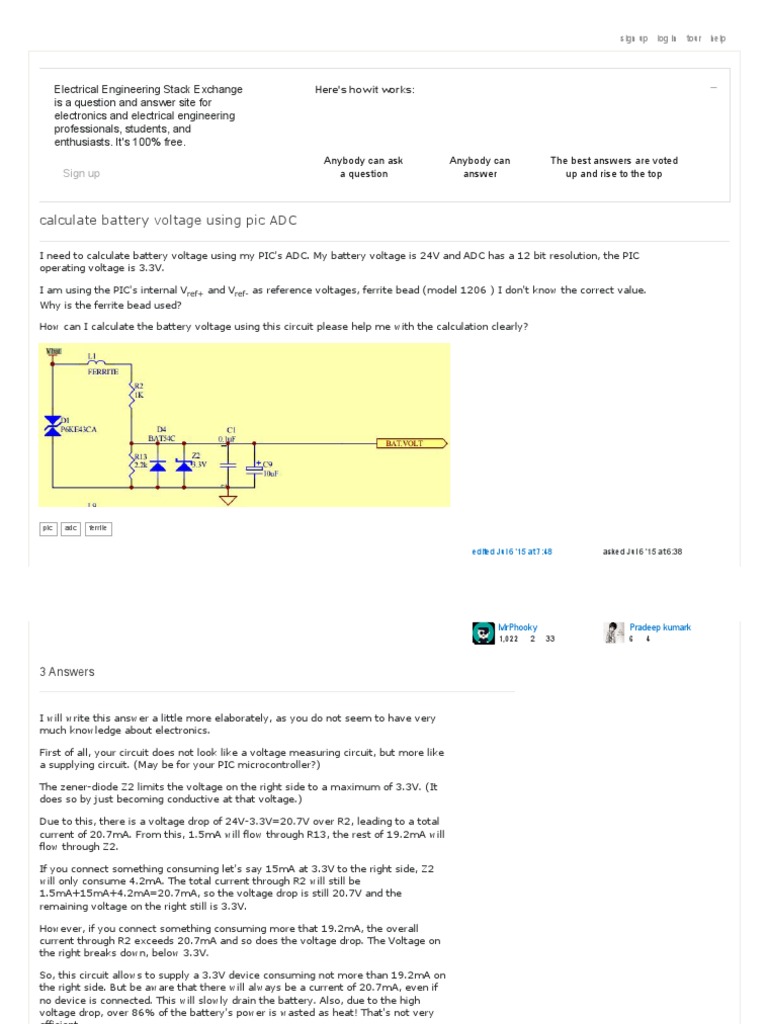 Calculate Battery Voltage Using Pic ADC - Electrical Engineering Stack ...