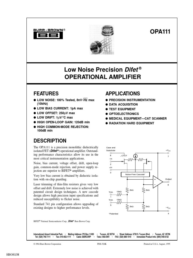 Datasheet AD549 | PDF | Operational Amplifier | Amplifier