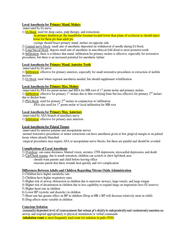 209520584 NBDE Dental Boards Pedo 21 7 Anesthesia Mouth