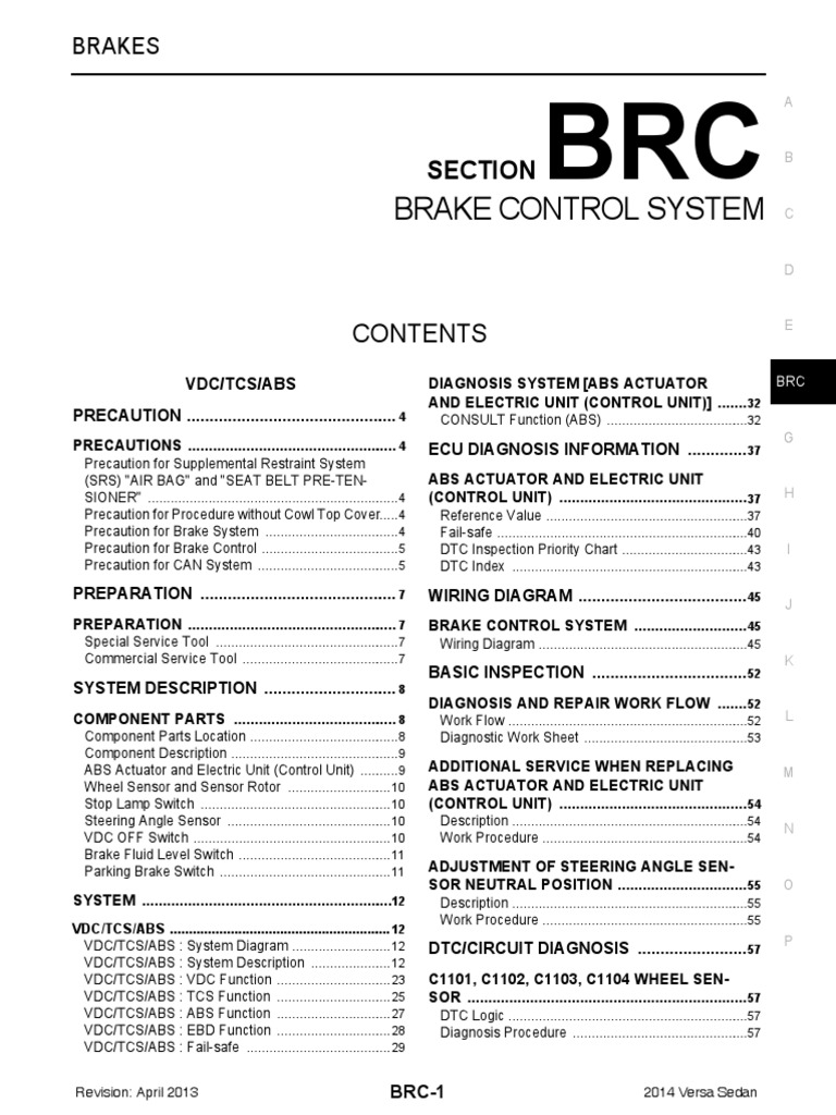 Nissan DTC Codes and Brake System Guide | PDF | Anti Lock Braking ...