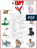 Can or Can't Esl Worksheet With Animals Vocabulary For Kids PDF