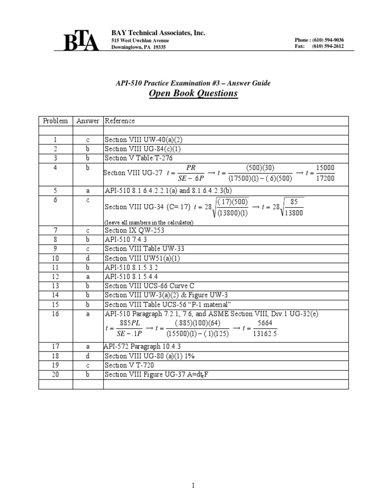 API 510 Practice Exam # 3 Answer Guide PDF | PDF