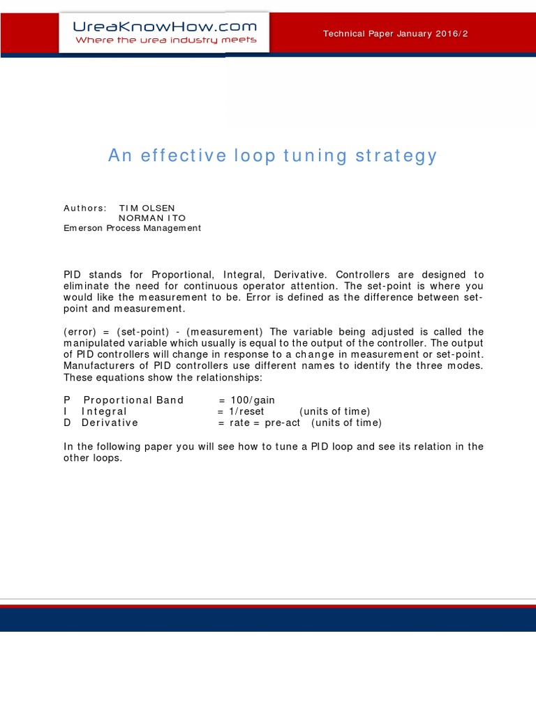 2016 01 Olsen Emerson Implement An Effective Loop Tuning Strategy | PDF ...