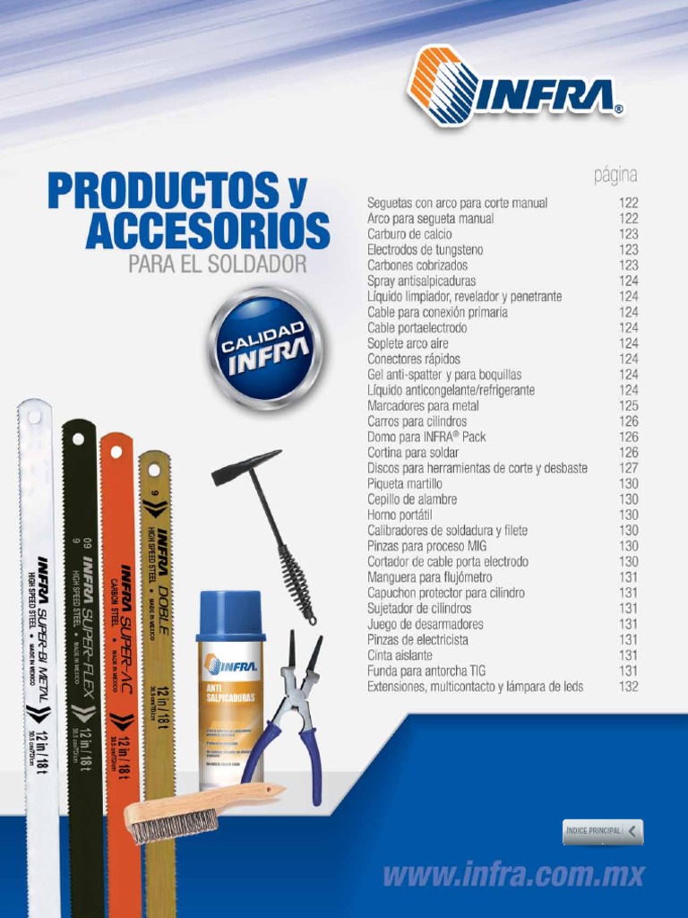 INFRA Catalogo Productos Accesorios Soldador | Soldadura | Tungsteno