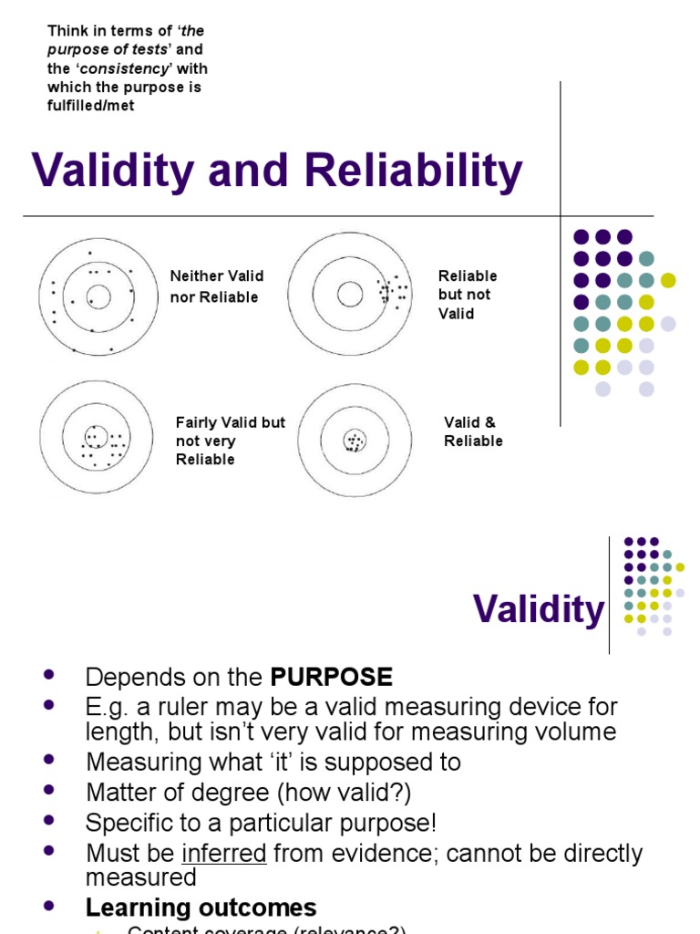 Validity and Reliability | PDF | Validity (Statistics) | Educational ...