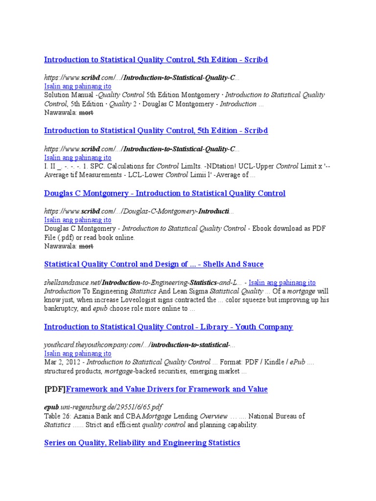 Introduction to Statistical Quality Control | Reliability Engineering |  Portable Document Format