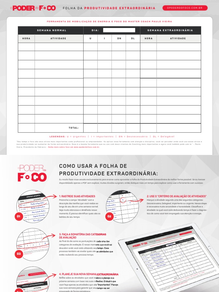 Opf Folha Da Produtividade PDF | PDF | Tempo | Cognição