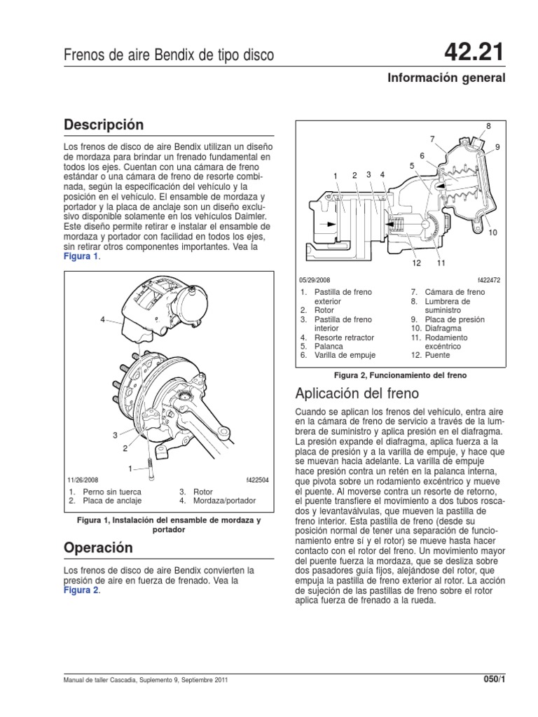 Frenos de Disco de Aire Bendix: Funcionamiento y Mantenimiento | PDF ...