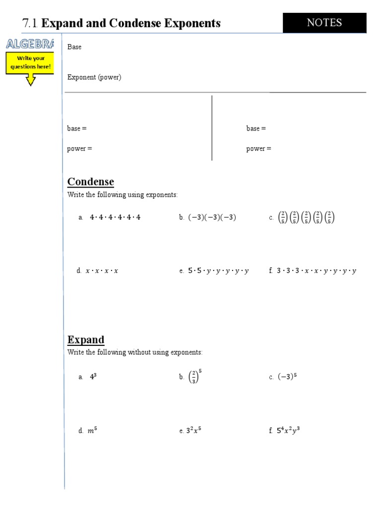 Exponents: Expand, Condense, Simplify | PDF | Computers