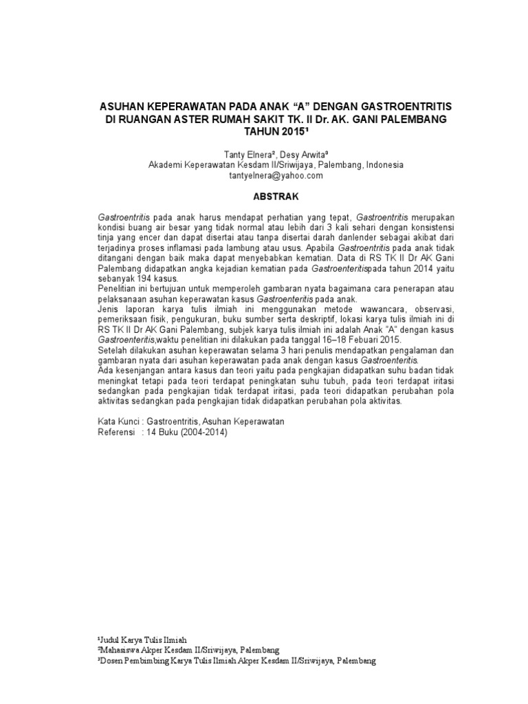 Jurnal Asuhan Keperawatan Pada Anak Dengan Gastroenteritis Pdf