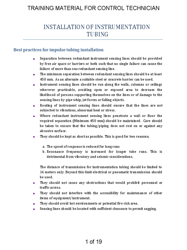 Installation of Instrumentation Tubing | PDF | Soldering | Mechanical ...