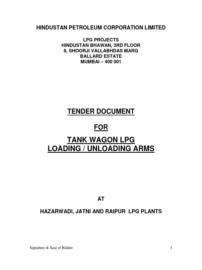 Hazarwadi LPG Loading Arms Tender | PDF | Invoice | Value Added Tax