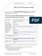 A00-240 SAS Statistical Business Analyst Certification Exam Summary