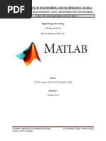 University of Engineering and Technology, Taxila: Lab Manual No 02 MATLAB Function Practice