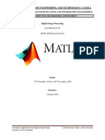 University of Engineering and Technology, Taxila: Lab Manual No 02 MATLAB Function Practice