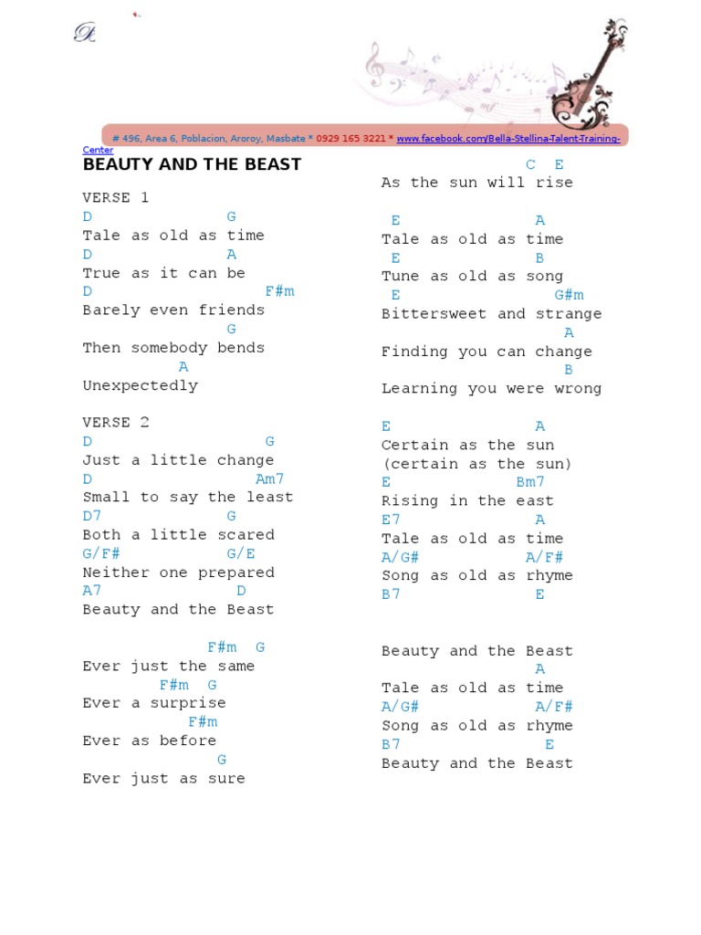 Beauty and The Beast, Chords PDF