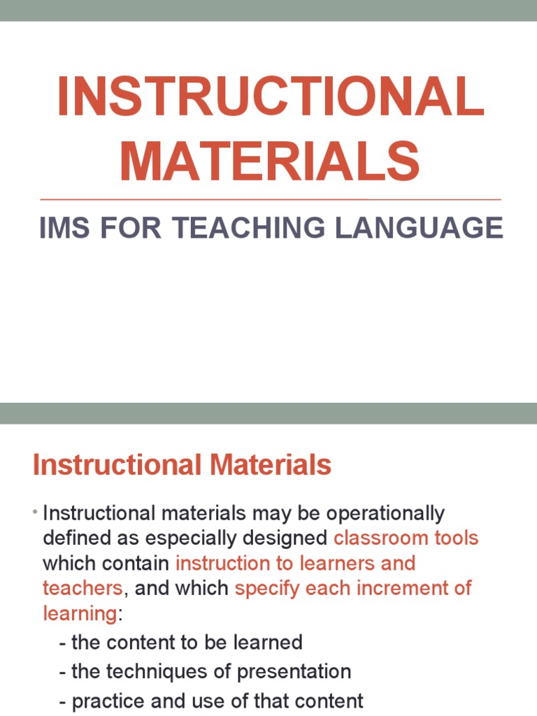 Instructional Materials PDF Teachers Textbook