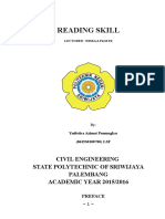 Reading Skill: Civil Engineering State Polytechnic of Sriwijaya Palembang ACADEMIC YEAR 2015/2016