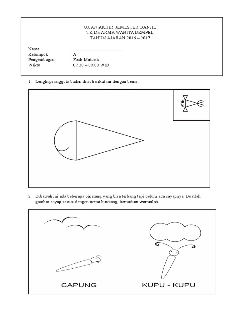 SOAL Ujian TK a Fisik Motorik