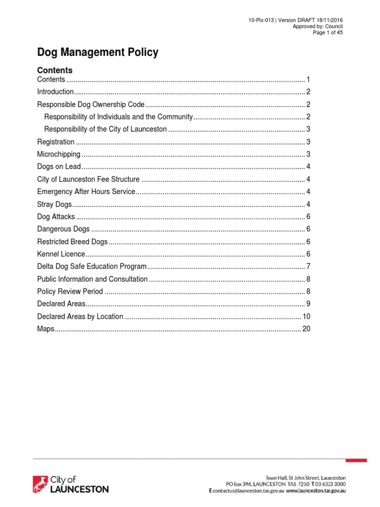 Launceston Dog Ownership Policy Guide | PDF | Dogs | Hobbies