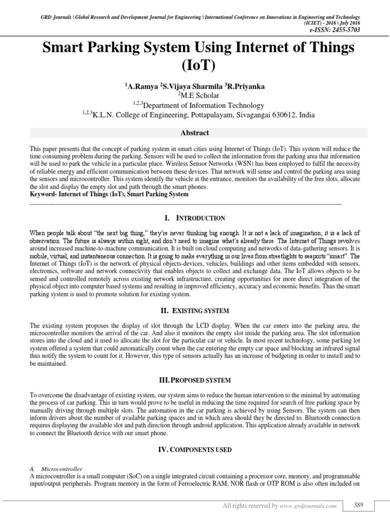 IoT-Based Smart Parking System | PDF | Internet Of Things | Bluetooth