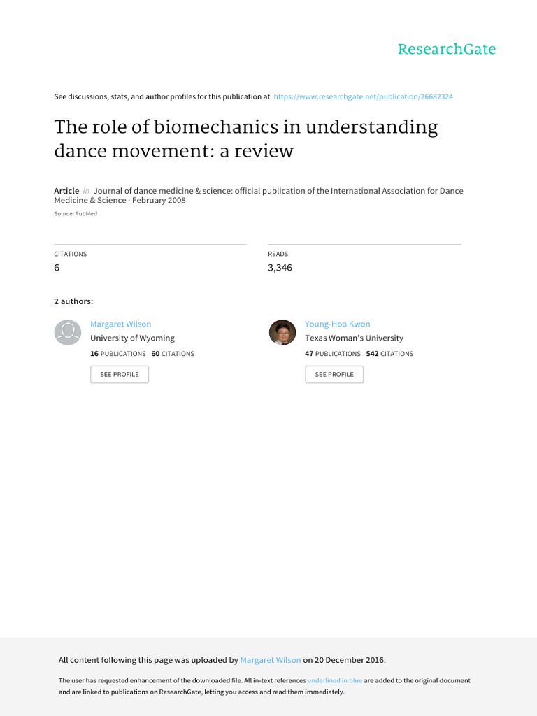 The Role of Biomechanics in Dancing | PDF | Electromyography | Human ...