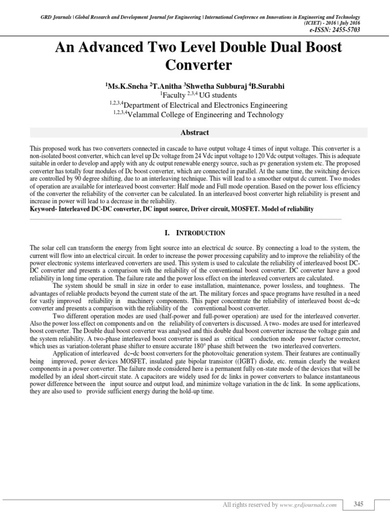 An Advanced Two Level Double Dual Boost Converter | PDF ...