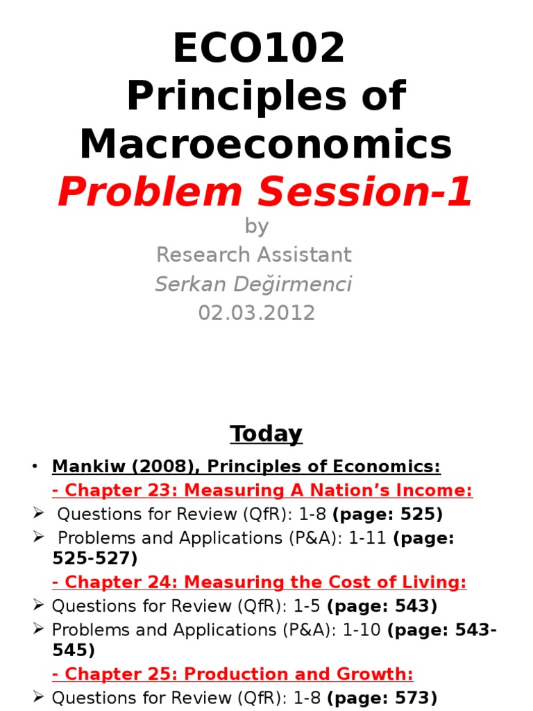 Macroeconomics Problem Session 1 Guide | PDF | Business | Finance ...