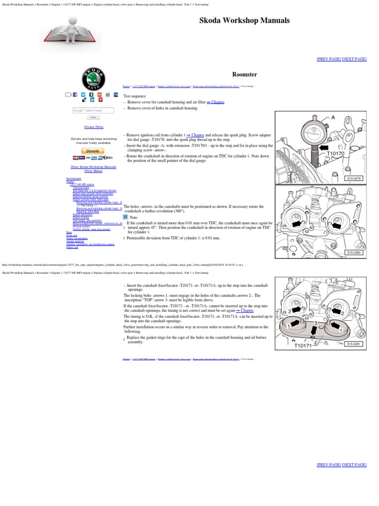 Skoda Workshop Manuals _ Roomster _ Engine _ 1.6_77 KW MPI Engine _ Engine  Cylin | Engines | Cylinder (Engine)