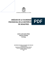 Analisis de La Vulnerabilidad Psicosocial en La Gestion Del Riesgo de Desastre PDF