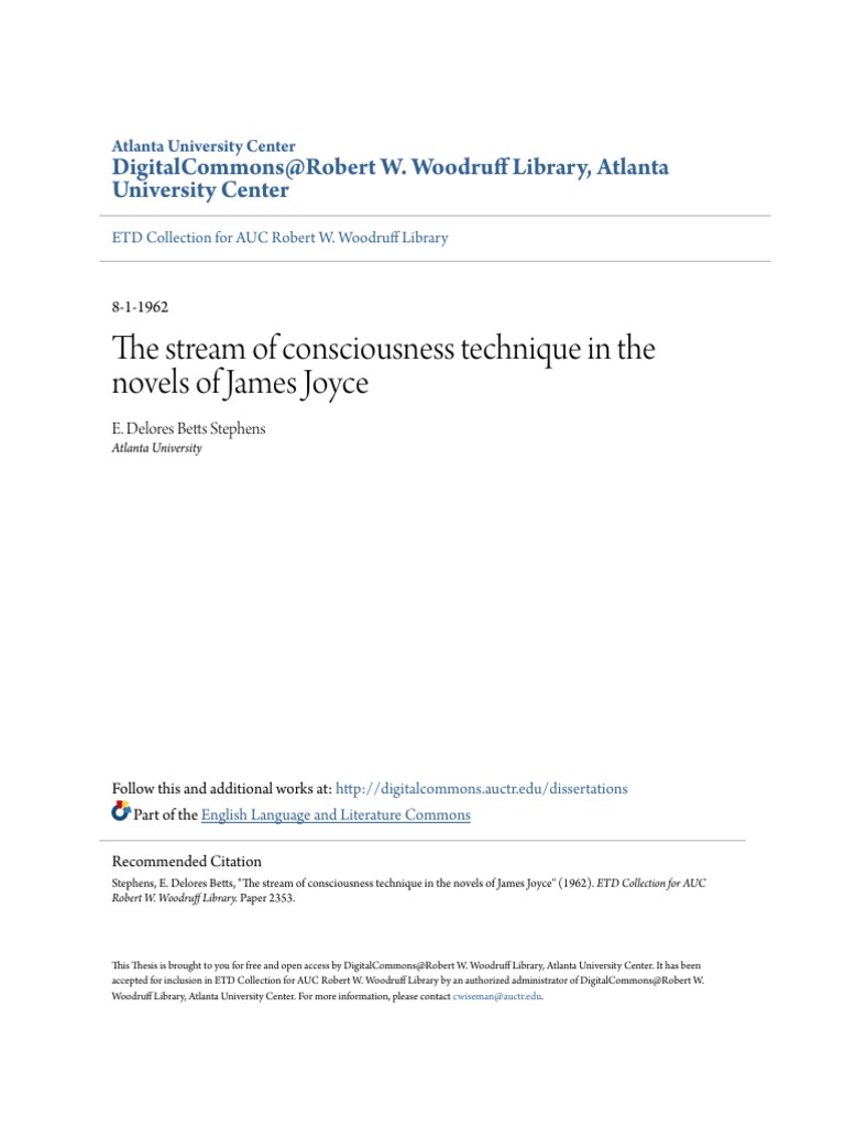 MA Thesis On James Joyce Stream of Cons | PDF | James Joyce | Consciousness