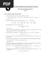 New Zealand Mathematical Olympiad Committee 2011 Squad Assignment Four