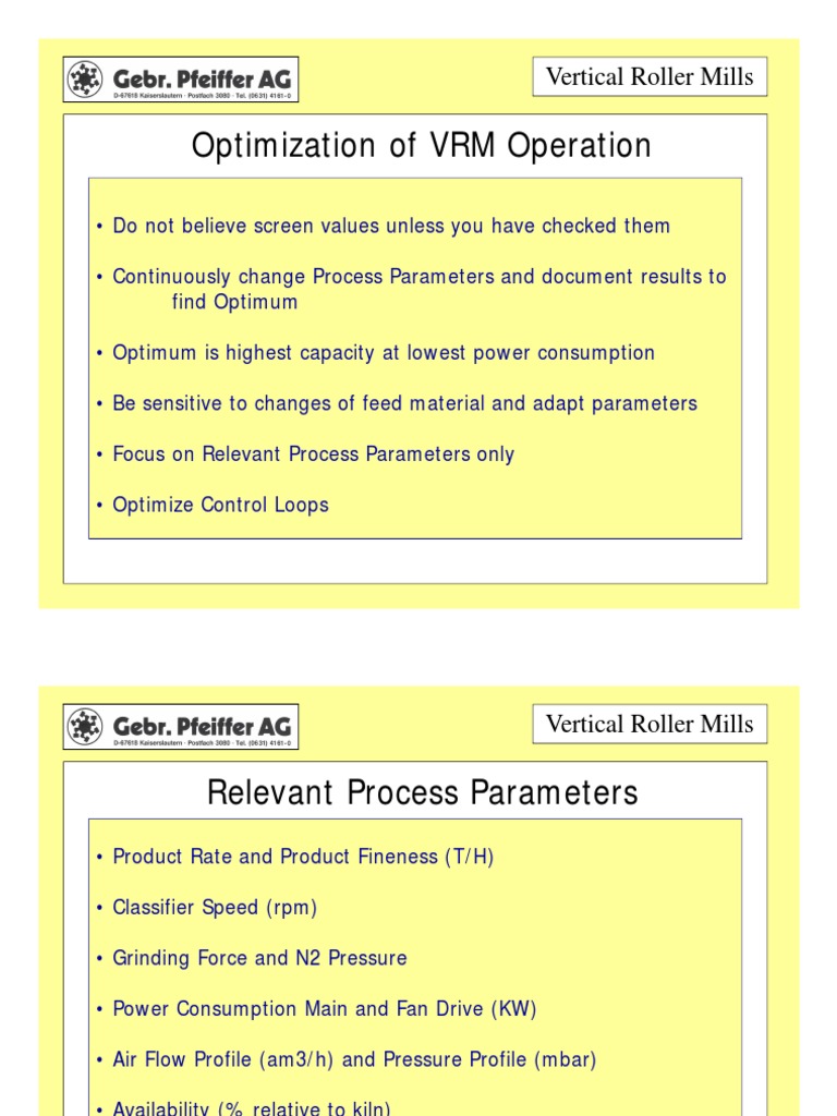 Optimize VRM Operation & Parameters in 40 Characters | PDF | Mill ...