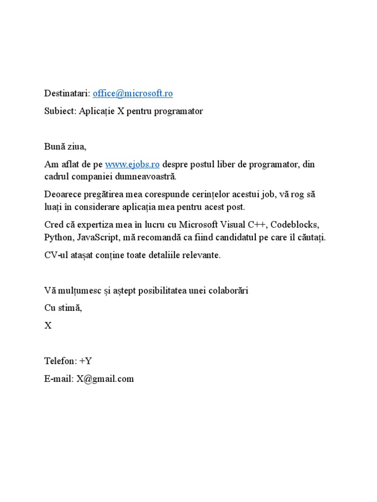 Exemple De Email Pentru Angajare – Comunicate de presă