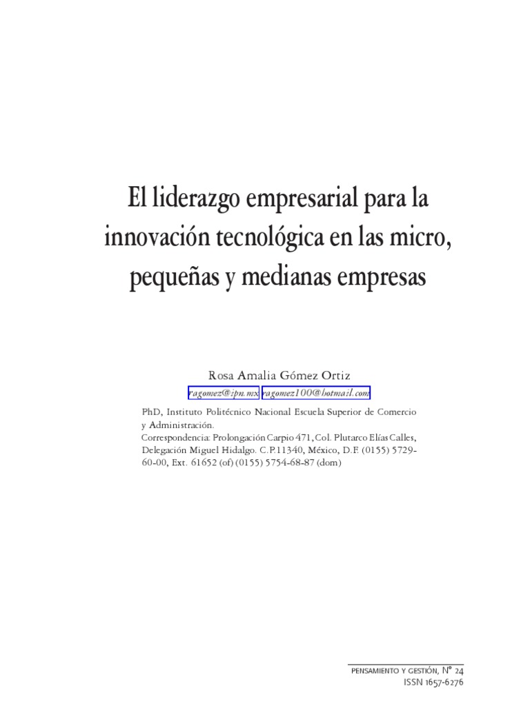 Liderazgo para Innovación en PYMES | PDF | Liderazgo | Motivación
