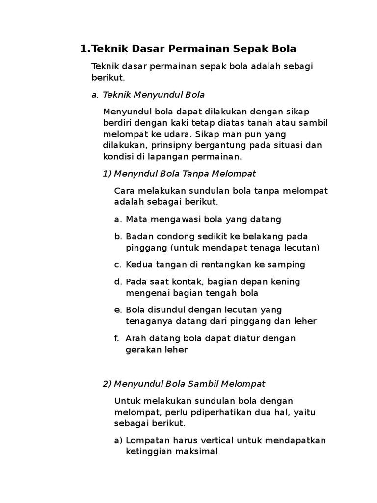 Teknik Dasar Permainan Sepak Bola