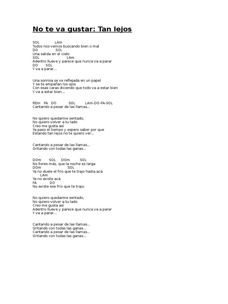Tan Lejjos Letra Y Acordes