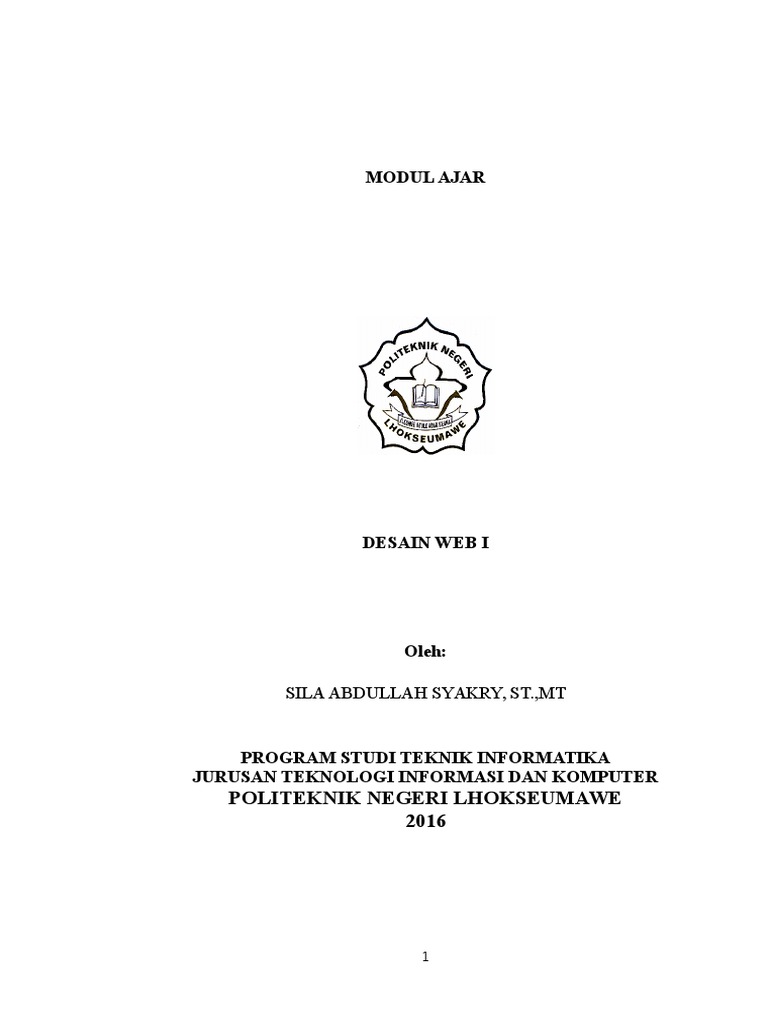 Modul Ajar Desain Web I 2016 | PDF | Komputer