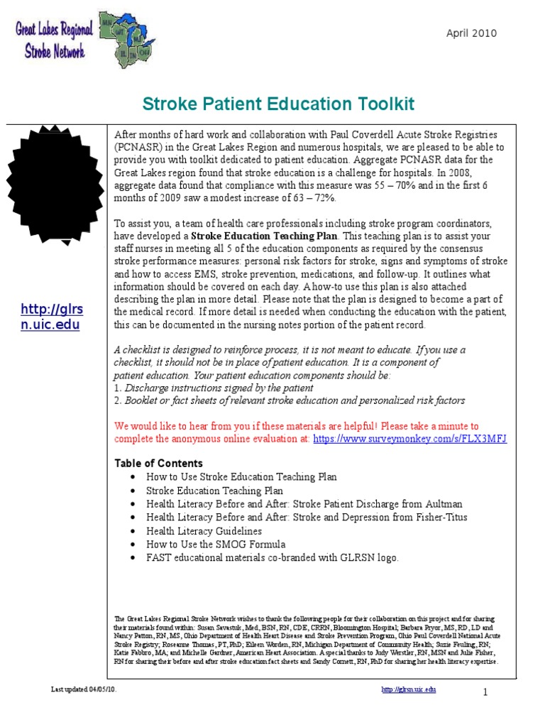 Patient Education Toolkit | PDF | Stroke | Major Depressive Disorder