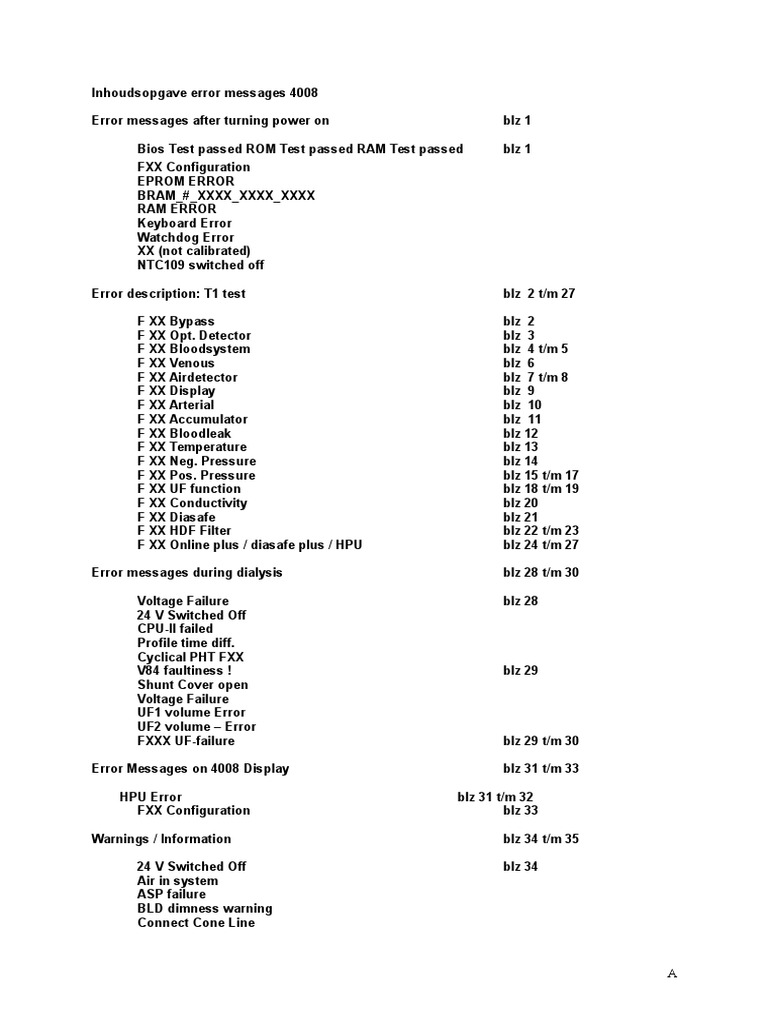 Fresenius Error Messages 4008 | Vacuum Tube | Computing